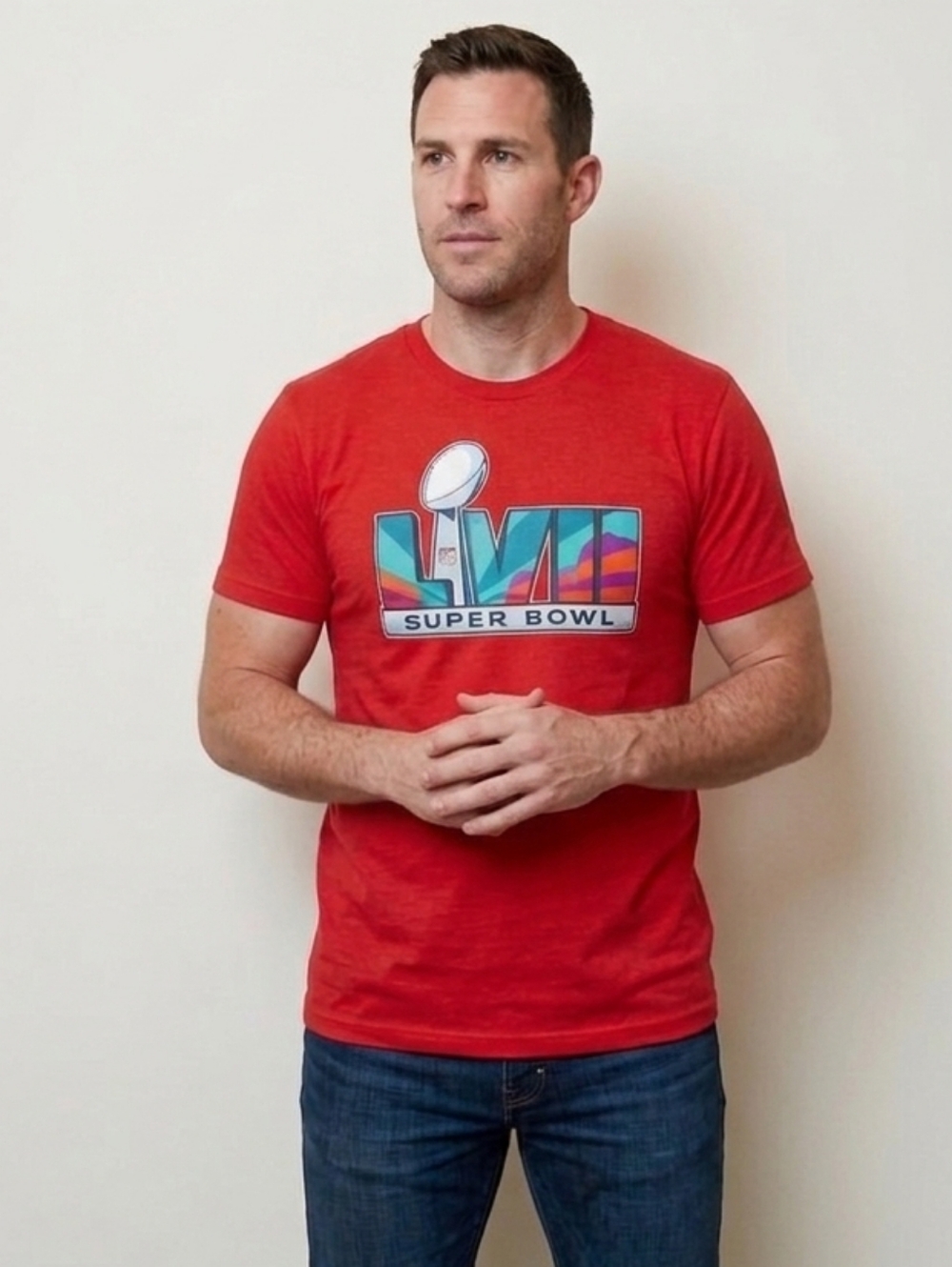 NFL Team Apparel Men's Red Super Bowl Graphic T-Shirt Size Medium
